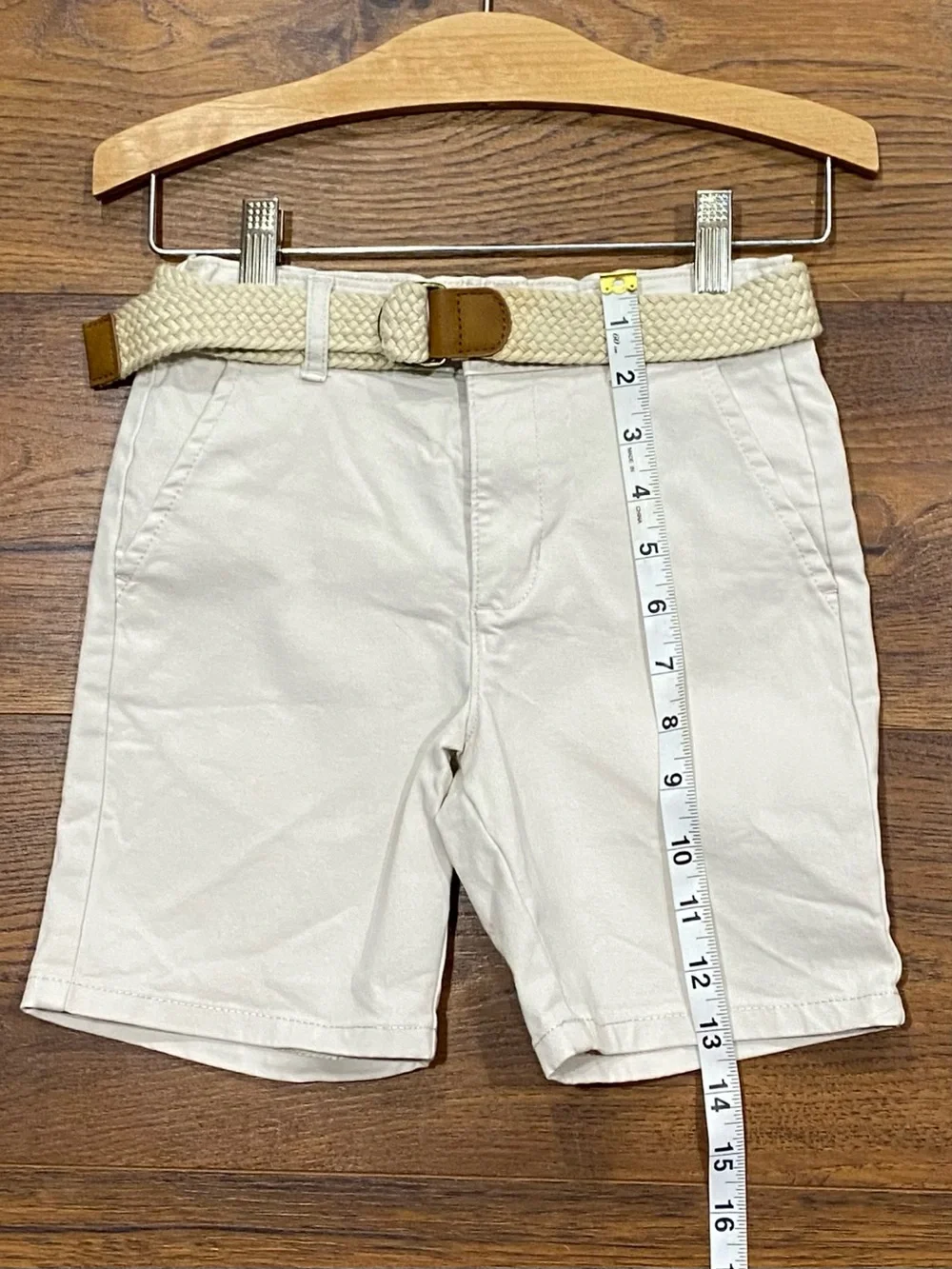 Gymboree Boys Stone (Lt.Khaki) Chino Shorts with Braided Belt Size 7